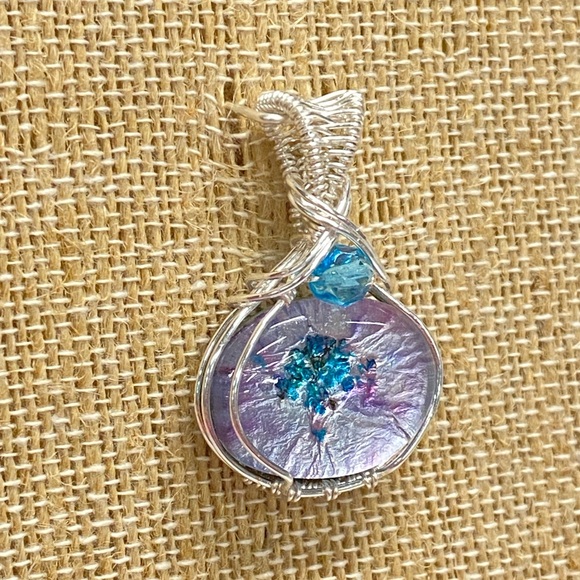 HANDCRAFTED Triplet Stone Hand Wrapped Pendant, Artisan Handmade Jewelry Gift - Picture 4 of 10